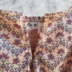 Willow & Root Buckle Rustic Floral Smocked Blouse Rustic Valentines Elegance